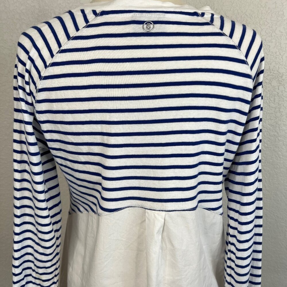Bogner Size 8 M Top Blue White Striped Long Sleeve Sequined Pocket Casual - Picture 7 of 12